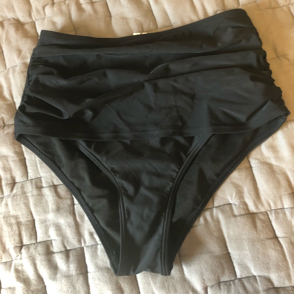 Black high waist swim bottoms